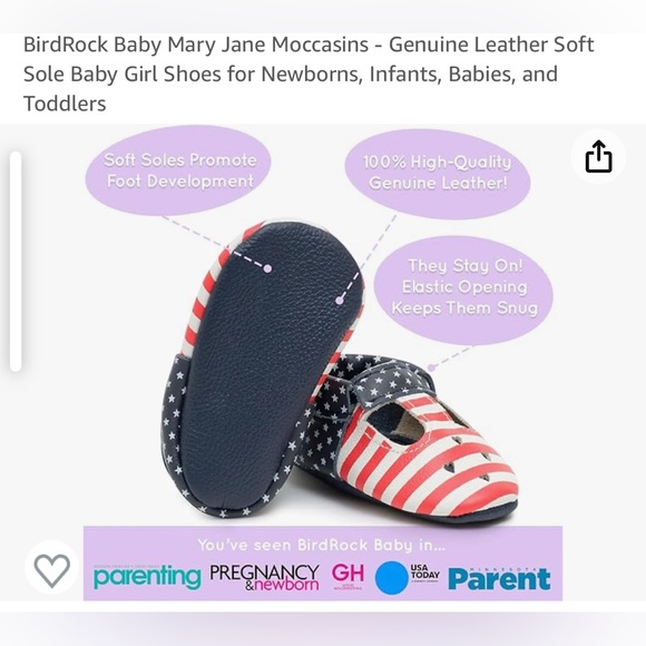 BirdRock Baby Mary Jane Moccasins - American Flag & White (Two Pairs) (Size 4) - Picture 2 of 5